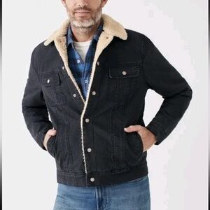 Faherty Timberline Organic Cotton Primaloft Trucker Jean Jacket Washed Sherpa, L